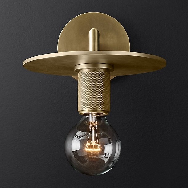 Бра RH Utilitaire Knurled Disk Shade Sconce Brass Латунь Бра RH Utilitaire Knurled Disk Shade Sconce Brass Латунь в Воронеже | Loft Concept
