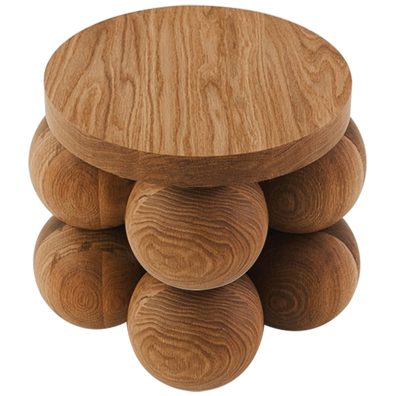 Приставной стол деревянный Wooden Spheres Unique Shaped Side Table Коричневый в Воронеже | Loft Concept 