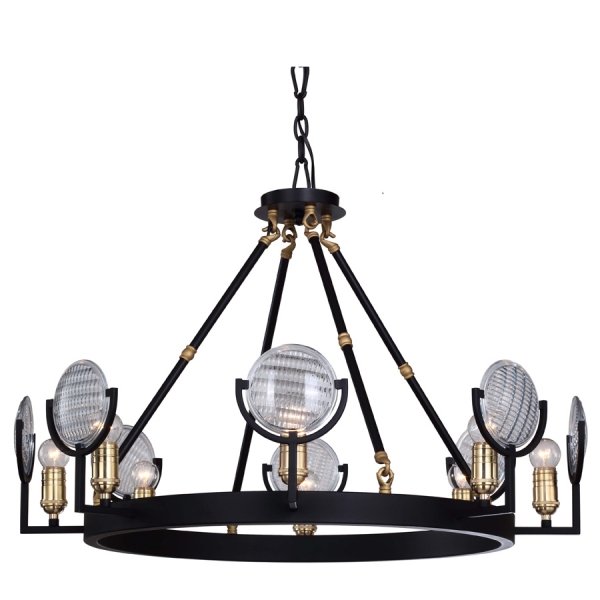 Люстра RH Gaslight Lens Chandelier 8 Черный в Воронеже | Loft Concept 