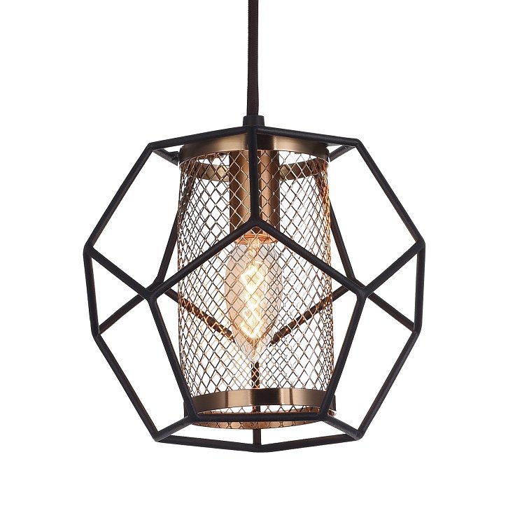 Подвесной светильник Octagrid Pendant Золотой Черный Подвесной светильник Octagrid Pendant Золотой Черный в Воронеже | Loft Concept