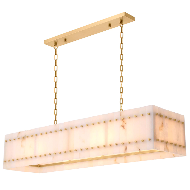 Люстра Eichholtz Chandelier Ruby Rectangular Alabaster Латунь Бежевый Белый Мрамор Bianco в Воронеже | Loft Concept 