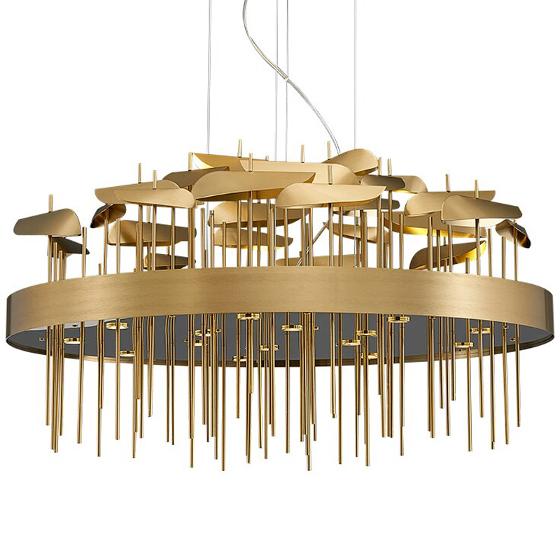 Светодиодная дизайнерская инсталляция ANODINE Perlina Disk Chandelier Золотой в Воронеже | Loft Concept 