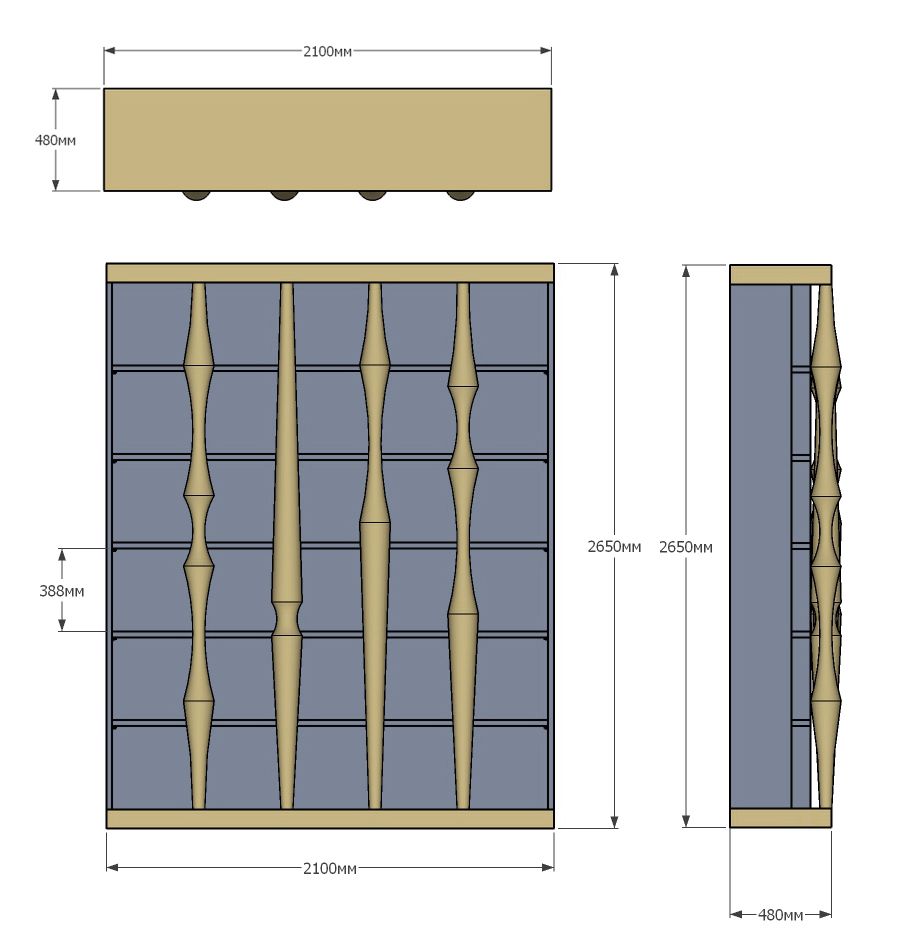 Стеллаж Oak Columns & Blue в Воронеже