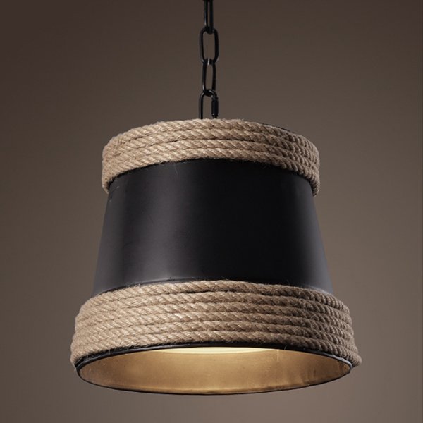 Подвесной светильник Black & Hemp Pendant Lamp Черный в Воронеже | Loft Concept 