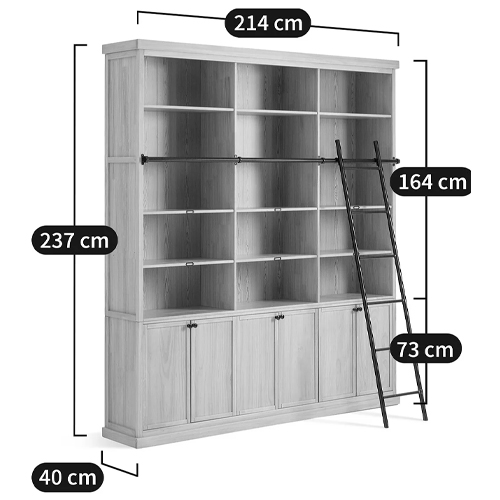 Книжный шкаф из массива сосны с металлической лестницей Burton Wood Cabinet в Воронеже