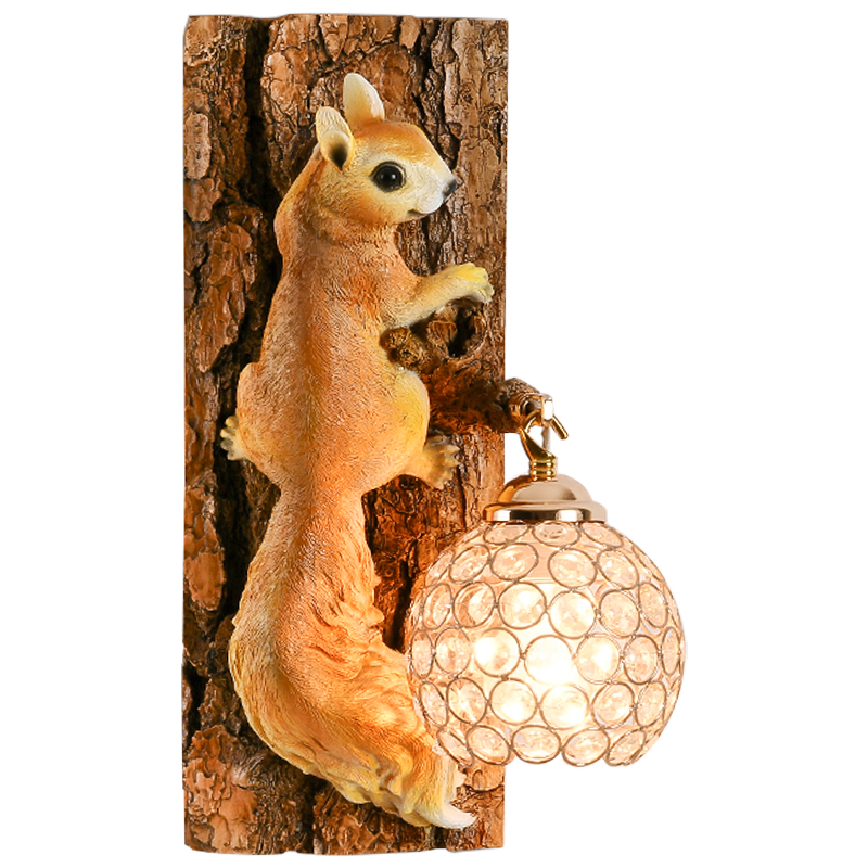 Бра для детской Белка на дереве Squirrel Wall Lamp Коричневый Оранжевый Латунь в Воронеже | Loft Concept 