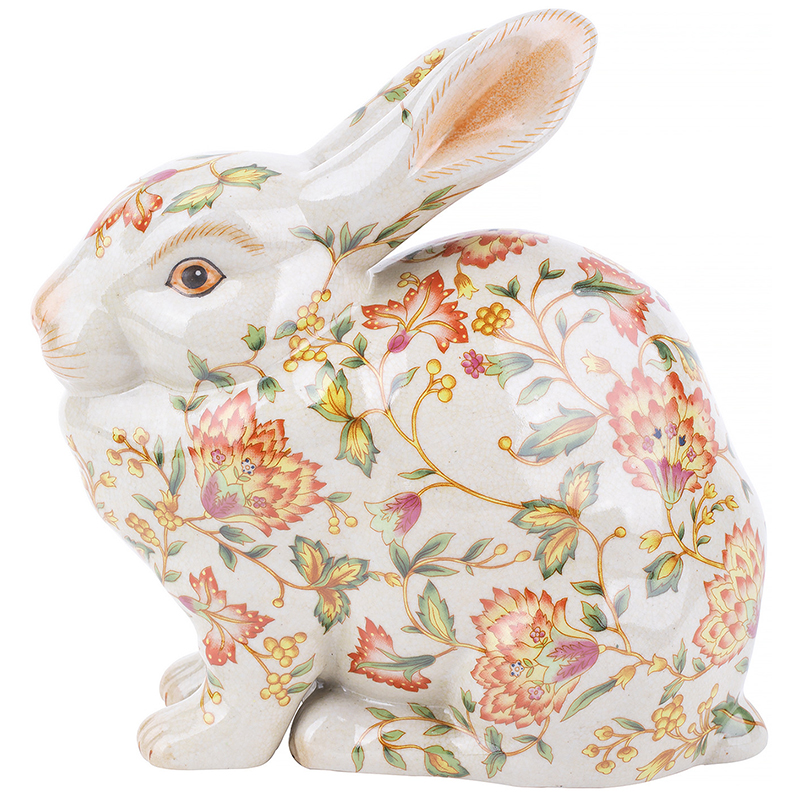 Декоративная статуэтка Porcelain Hare Statuette Белый Мульти Оранжевый Зеленый в Воронеже | Loft Concept 