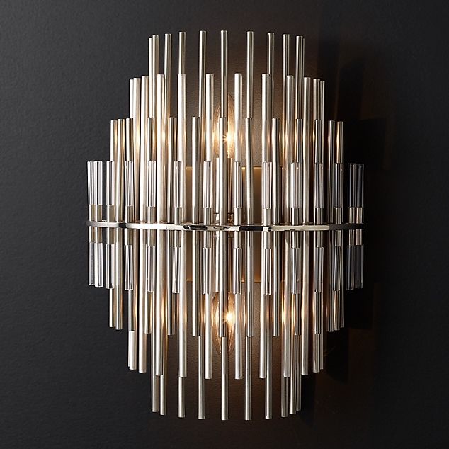 Бра Restoration Hardware Emile Sconce Chrome Прозрачный Латунь Античная полированная Оловянный в Воронеже | Loft Concept 