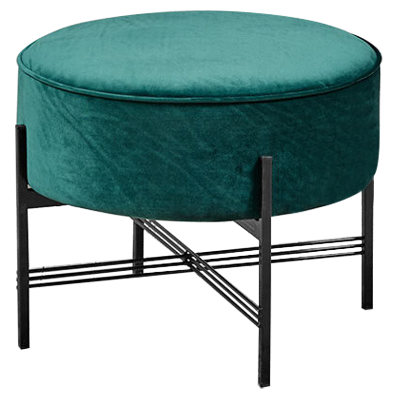 Пуф изумрудного цвета велюровый Sanjay Velour Pouf Emerald Изумрудный Черный в Воронеже | Loft Concept 