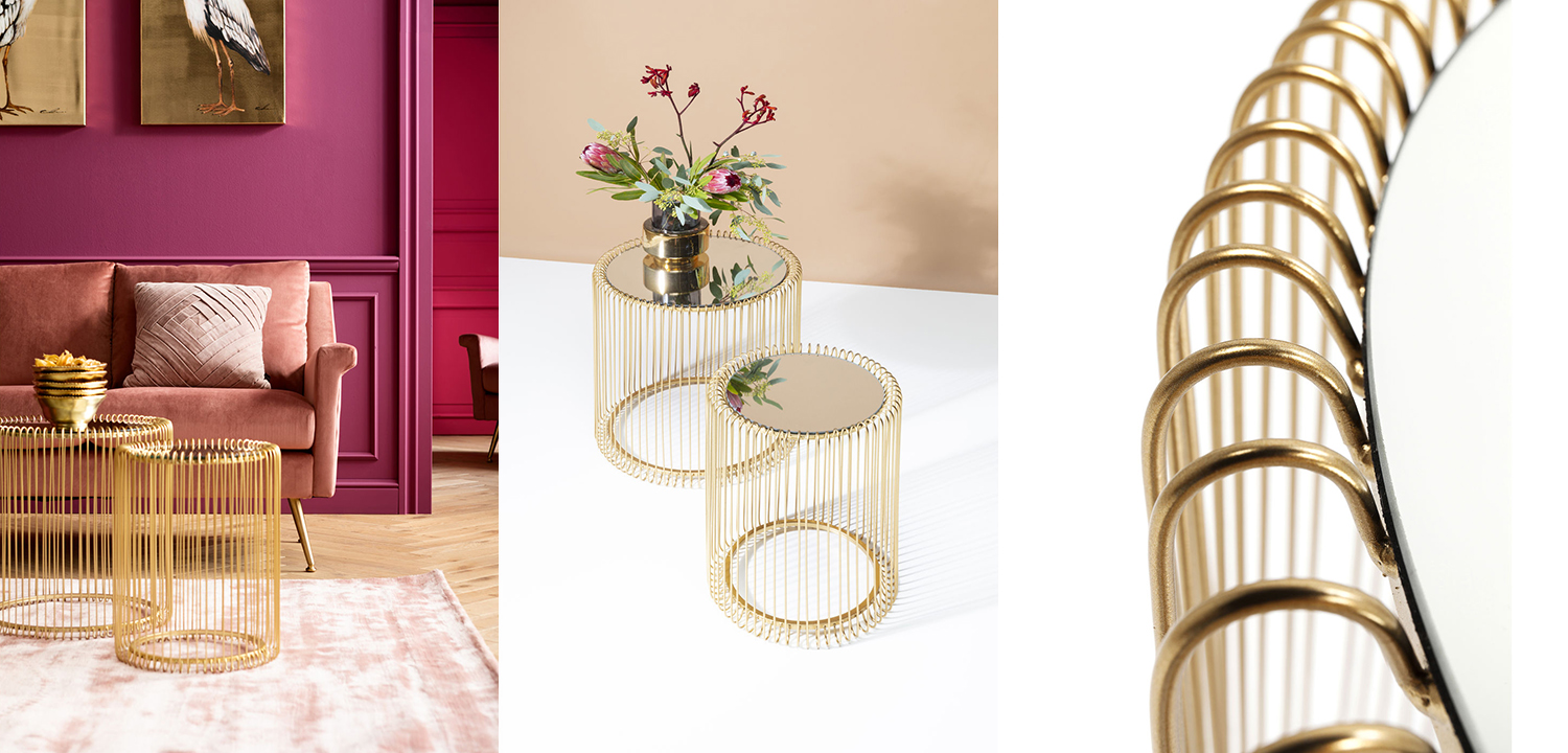 Комплект приставных столов Mirror Surface Brass Tables - фото