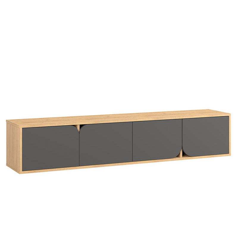 ТВ-тумба подвесная цвета древесины с 4-мя темно-серыми дверцами SPARK TV STAND OAK ANTHRACITE Серый Древесина в Воронеже | Loft Concept 