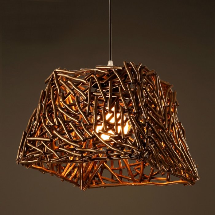 Подвесной светильник Old Wicker Pendant Cub Коричневый в Воронеже | Loft Concept 