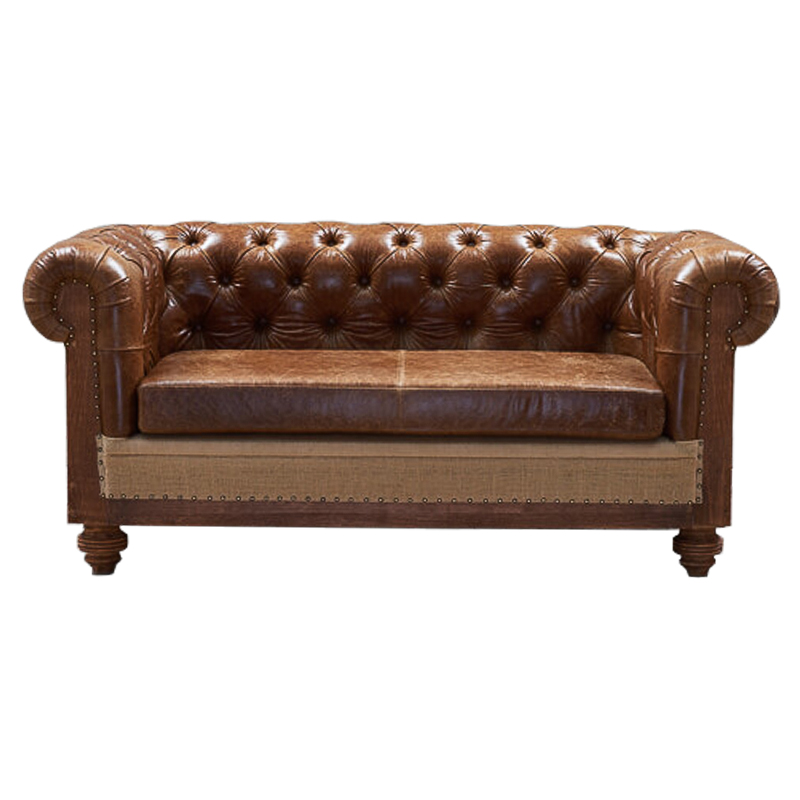 Диван Deconstructed Chesterfield Sofa double Brown leather Коричневый ivory ( слоновая кость ) в Воронеже | Loft Concept 