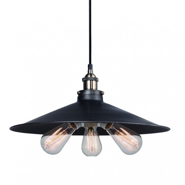 Подвесной светильник 20th C. Factory Filament Metal Triple Pendant Black Черный в Воронеже | Loft Concept 