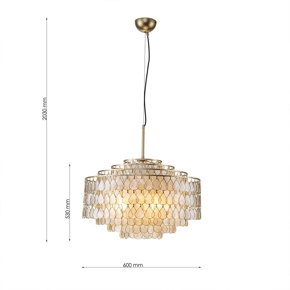 Люстра многоярусная с декором из натуральной морской ракушки Iridescent Light в Воронеже