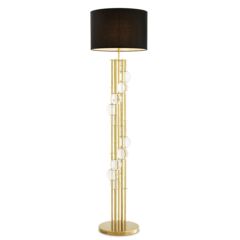 Торшер Eichholtz Floor Lamp Lorenzo Gold & black Глянцевое золото Черный Прозрачный в Воронеже | Loft Concept 