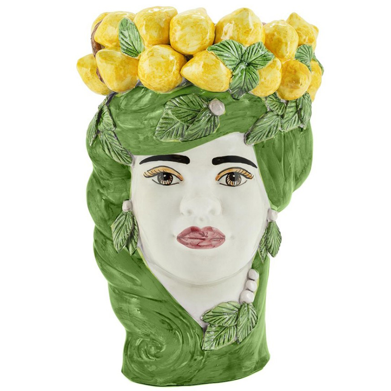 Ваза Vase Lemon Head Lady Green Зеленый Желтый Белый в Воронеже | Loft Concept 