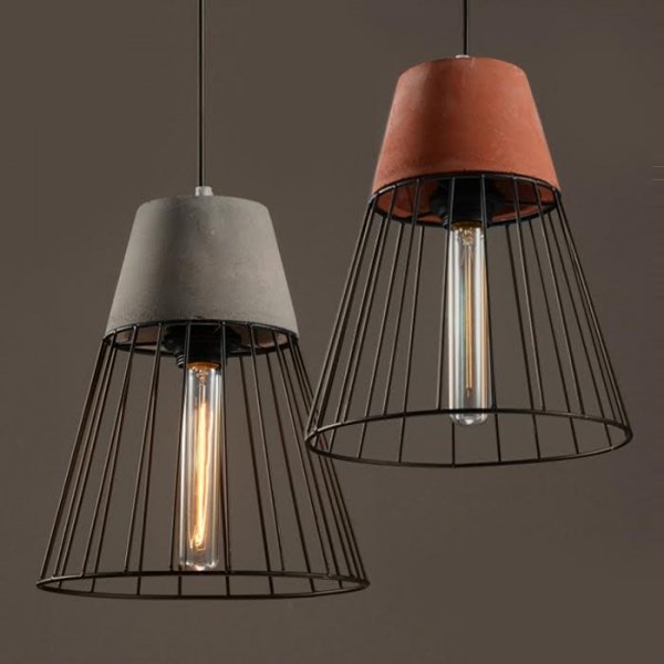 Подвесной светильник Cement Droplight Pendant Light cone Серый Красный Черный в Воронеже | Loft Concept 