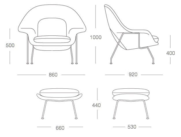 Кресло Womb Chair and Ottoman в Воронеже