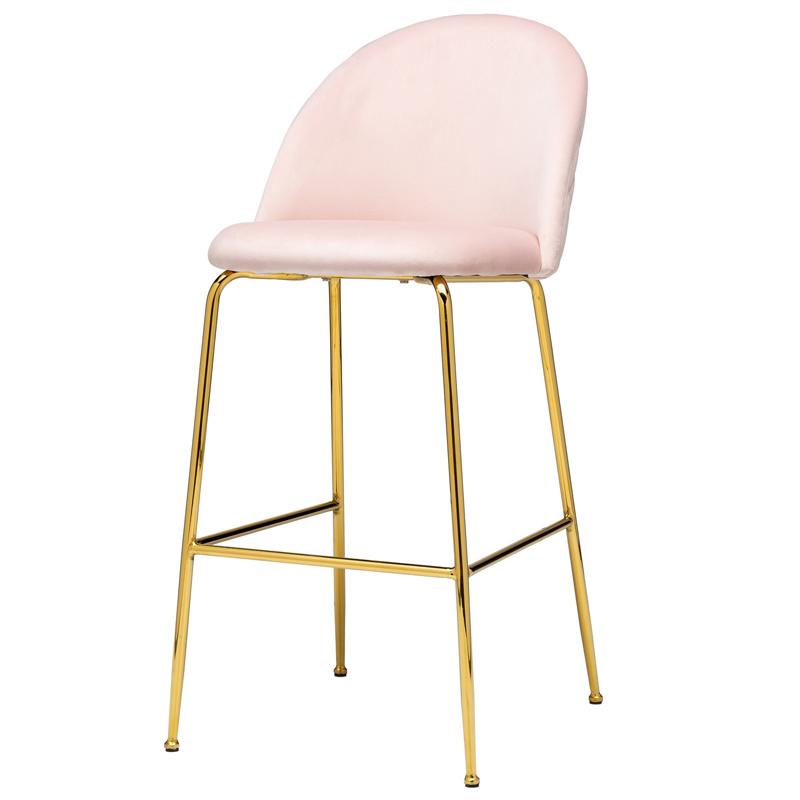 Барный стул Vendramin Bar Stool pink Розовый пастельный Глянцевое золото в Воронеже | Loft Concept 