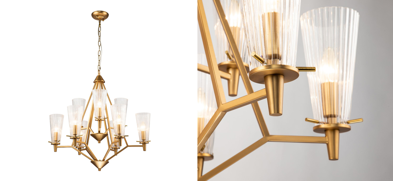 Люстра коричнево-бронзового цвета с прозрачными плафонами Buffe - фото