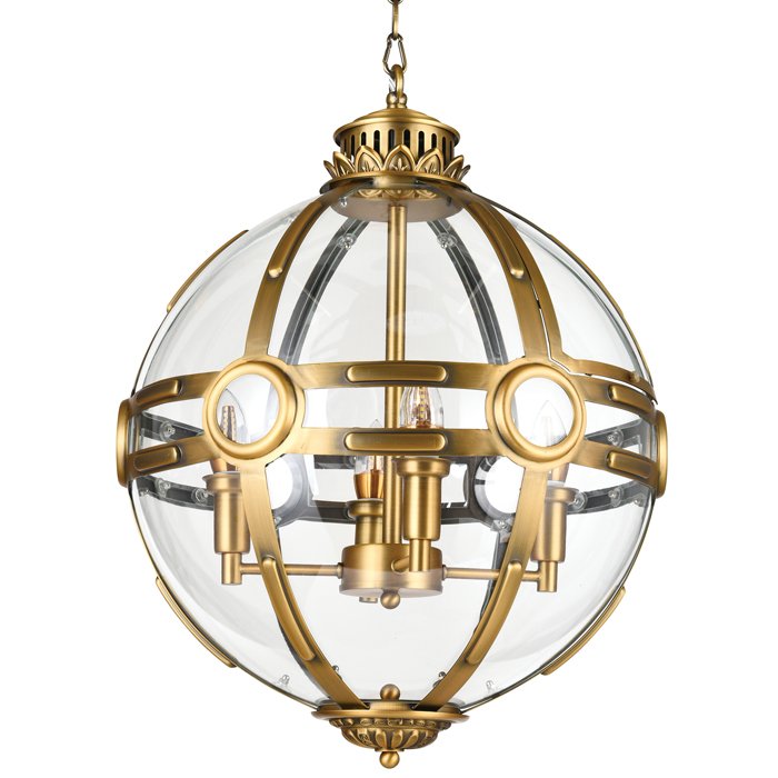 Люстра Eichholtz Lantern Hagerty Brass Прозрачное Стекло Латунь в Воронеже | Loft Concept 