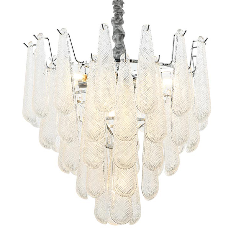 Люстра Textured Glass Drops Chandelier 13 Хром Белый в Воронеже | Loft Concept 