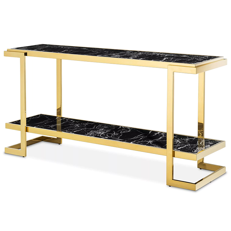 Консоль Eichholtz Console Table Senato Черный Мрамор Nero Глянцевое золото в Воронеже | Loft Concept 