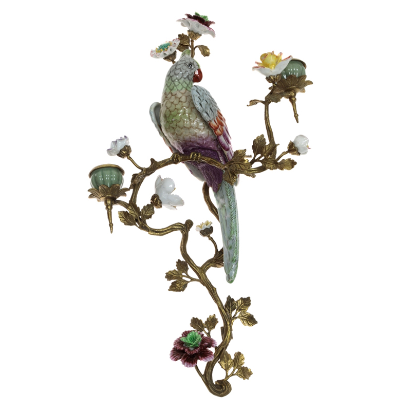 Подсвечник настенный Colorful Flowers and Parrot L Бронза Мульти Подсвечник настенный Colorful Flowers and Parrot L Бронза Мульти в Воронеже | Loft Concept