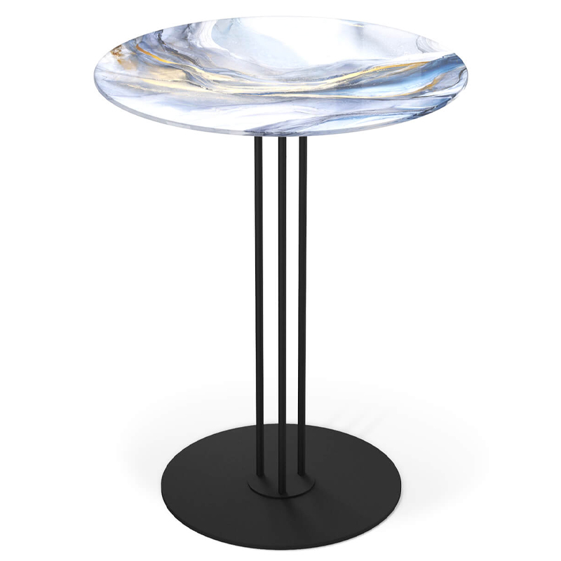 Стол журнальный с круглой бело-голубой столешницей из стекла White and Blue Marble Черный Белый Голубой Стол журнальный с круглой бело-голубой столешницей из стекла White and Blue Marble Черный Белый Голубой в Воронеже | Loft Concept