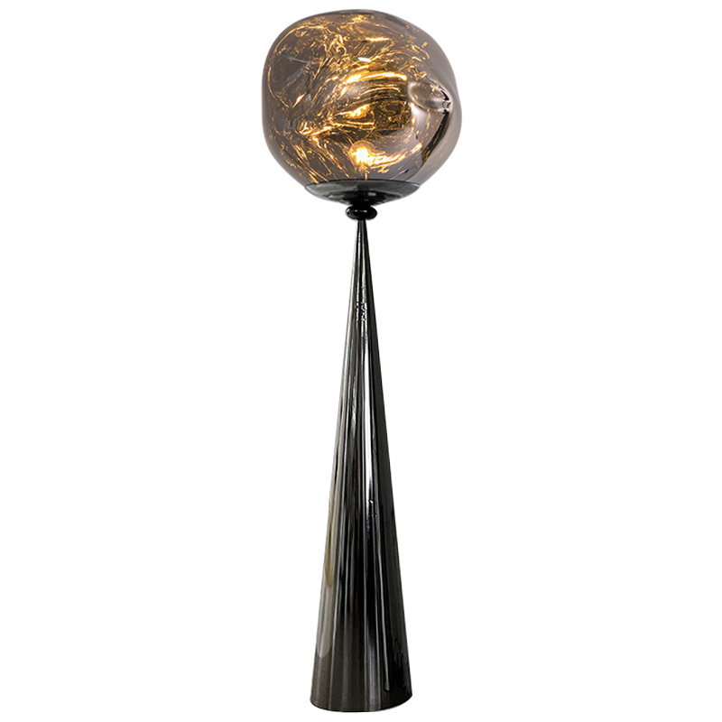 Торшер Kaine Glass Metal Floor Lamp Прозрачное Стекло Черный Серебряный Стекло Смок в Воронеже | Loft Concept 