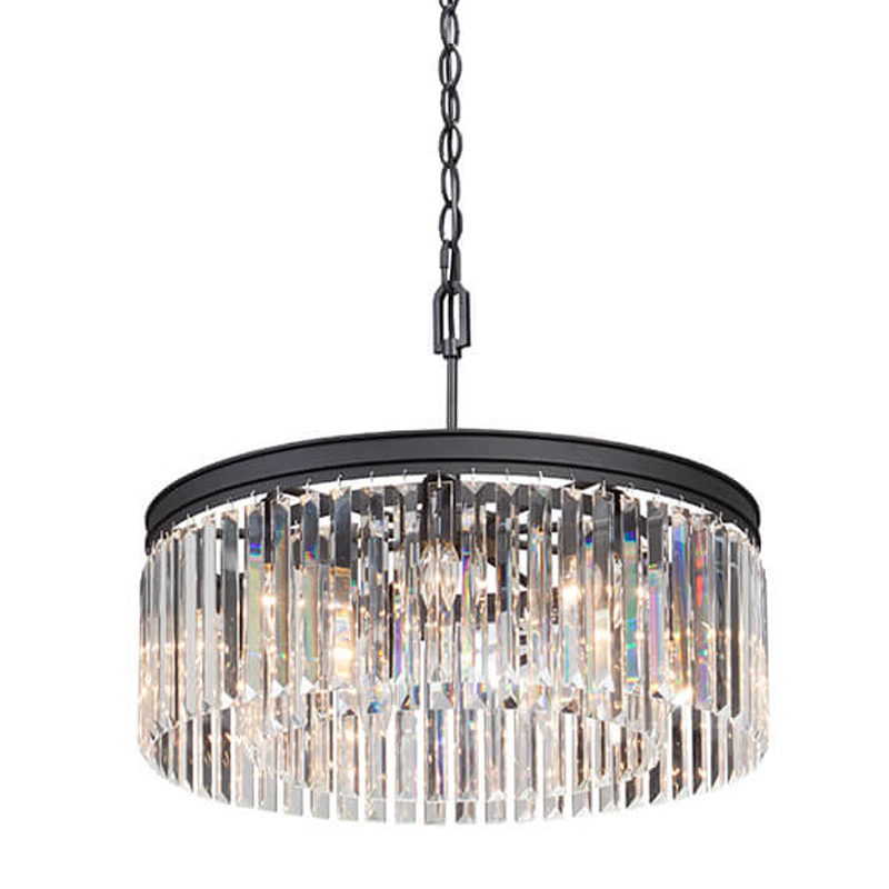 Люстра RH Rhys Clear Glass Prism Round Chandelier 60 Черный матовый Прозрачное Стекло в Воронеже | Loft Concept 