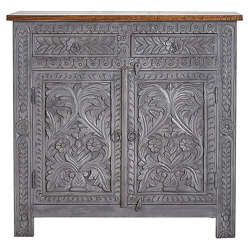 Комод Indian Antique White Furniture Chest of Drawers Ganika серый Серый Коричневый в Воронеже | Loft Concept 