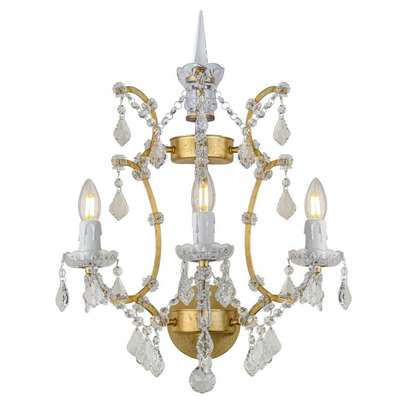 Бра 19th c. Rococo IRON & CLEAR CRYSTAL Gold Wall Lamp Золотой Прозрачное Стекло в Воронеже | Loft Concept 