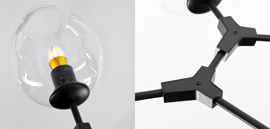 Люстра Сrumpled Glass Bubble Chandelier Black 8 плафонов Люстра Сrumpled Glass Bubble Chandelier Black 8 плафонов - Loft-Concept в Воронеже
