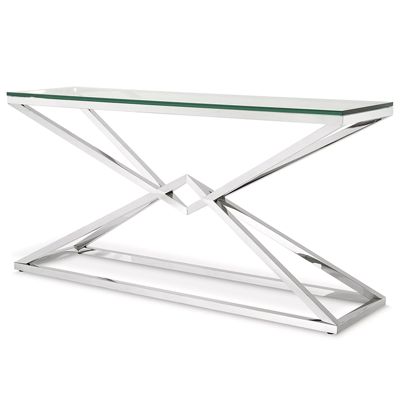 Консоль Eichholtz Console Table Connor L Chrome Хром Прозрачное Стекло в Воронеже | Loft Concept 