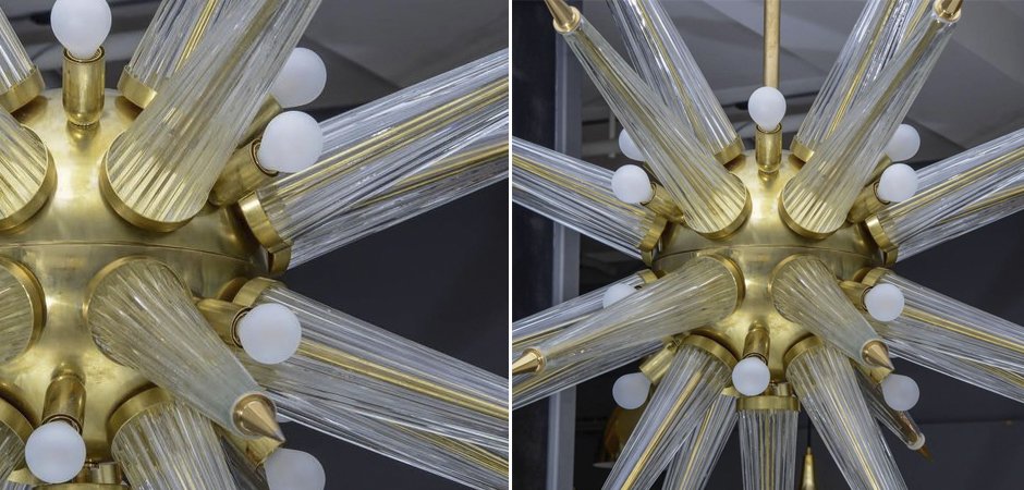 Люстра Brass Sputnik Chandelier with Murano Glass Spikes Люстра Brass Sputnik Chandelier with Murano Glass Spikes - Loft-Concept в Воронеже