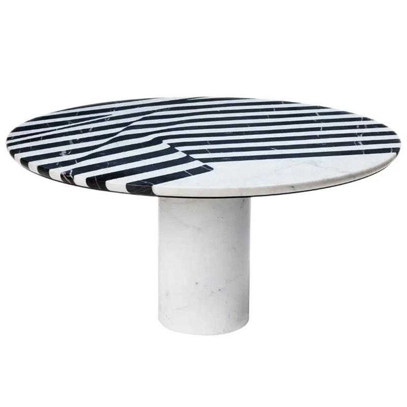 Обеденный стол Safwan Black and White Stripes Dining Table Черно-белый Белый Мрамор Bianco Черный Мрамор Nero в Воронеже | Loft Concept 