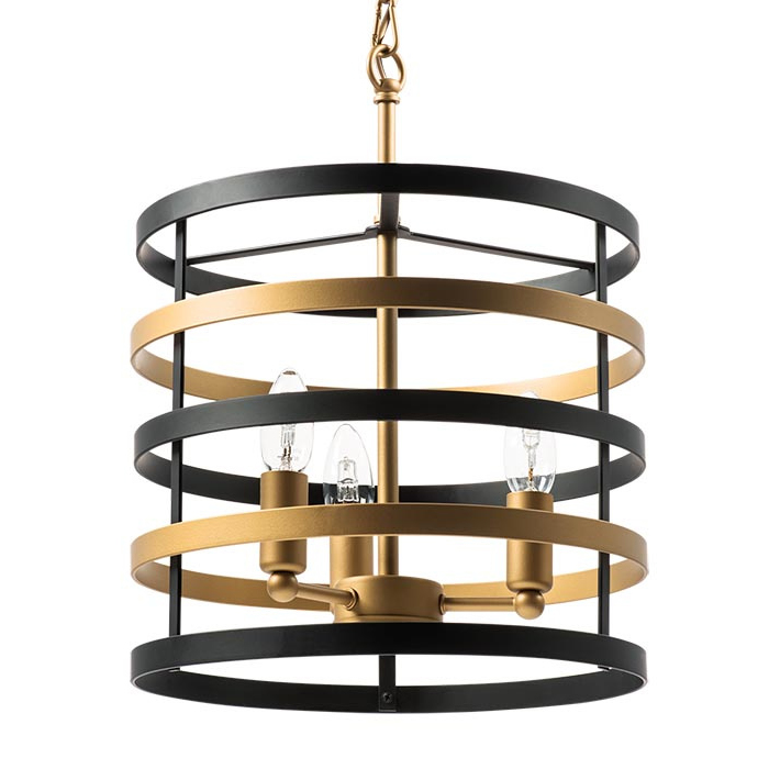 Люстра Gold Stripes Chandelier 3 Черный Золотой в Воронеже | Loft Concept 