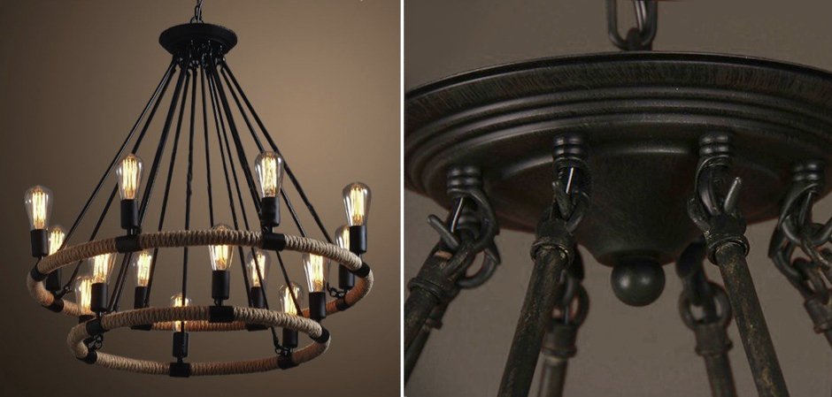 Люстра Round Tube Double Loft Rope Light Люстра Round Tube Double Loft Rope Light - Loft-Concept в Воронеже