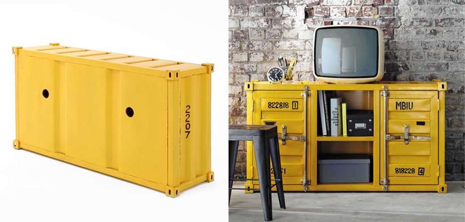 ТВ тумба морской контейнер Loft TV container yellow ТВ тумба морской контейнер Loft TV container yellow - Loft-Concept в Воронеже