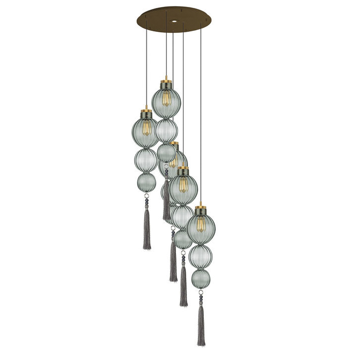 Люстра Heathfield Lighting - Medina Circle 5 Chandelier Хром Латунь Прозрачный Коричневый Голубой в Воронеже | Loft Concept 