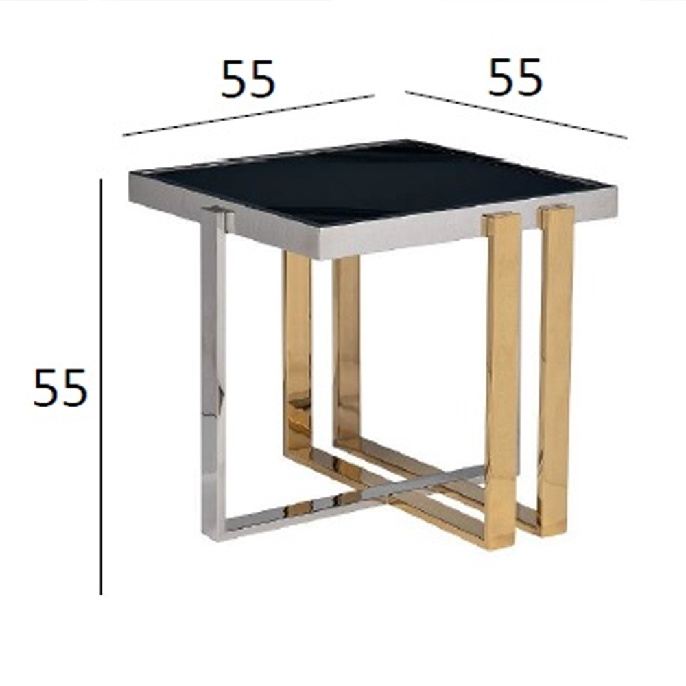 Столик журнальный квадратный с основанием в оттенках хром и золото Harmony Color and Shapes в Воронеже