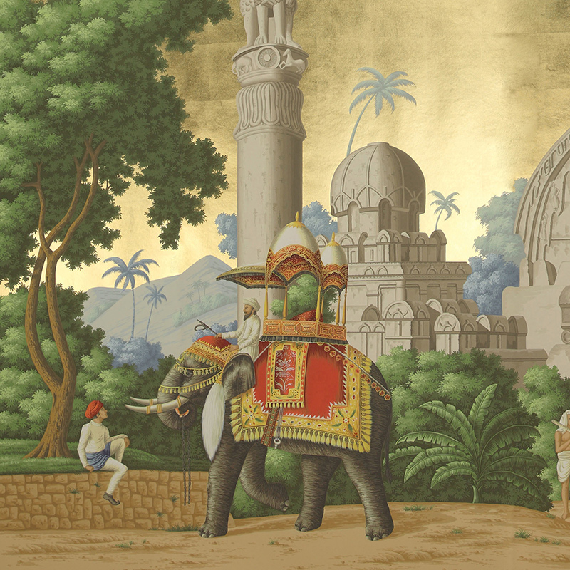 Обои ручная роспись Early Views of India Eden on Deep Rich Gold gilded paper Обои ручная роспись Early Views of India Eden on Deep Rich Gold gilded paper в Воронеже | Loft Concept