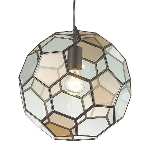 Подвесной светильник Glass & Metal Cage Pendant Globe Multi Прозрачное Стекло Янтарь (Amber) Черный в Воронеже | Loft Concept 