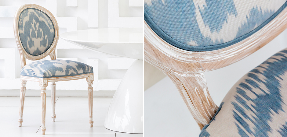 Мягкий стул со светло-голубым узором Ikat Pattern Мягкий стул со светло-голубым узором Ikat Pattern - Loft-Concept в Воронеже