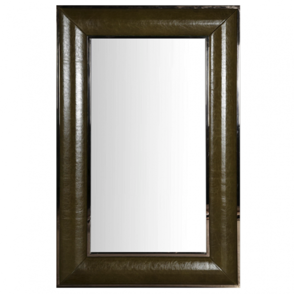 Зеркало настенное Leather Lux Mirror Square Oliva Оливковый в Воронеже | Loft Concept 