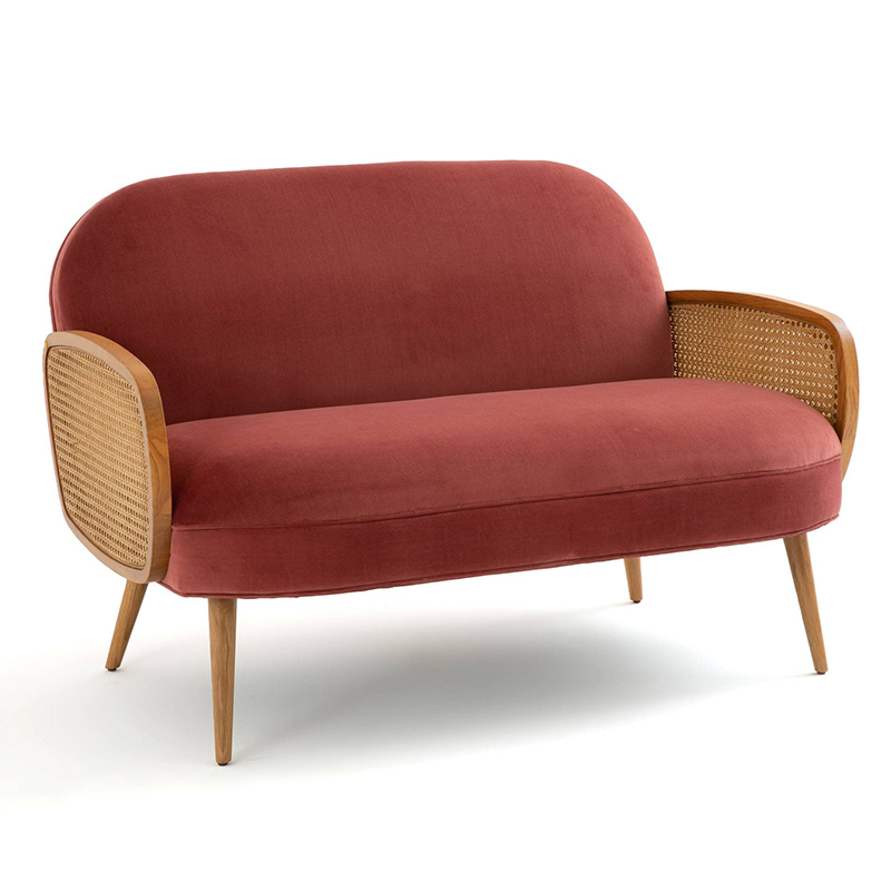 Диван Morten Wicker Crimson Sofa Малиновый Малиновый (Crimson) в Воронеже | Loft Concept 