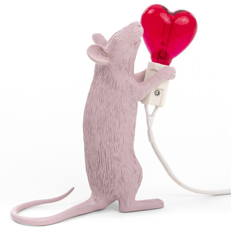 Настольная лампа Seletti Mouse Step Love USB Белый Красный в Воронеже | Loft Concept 