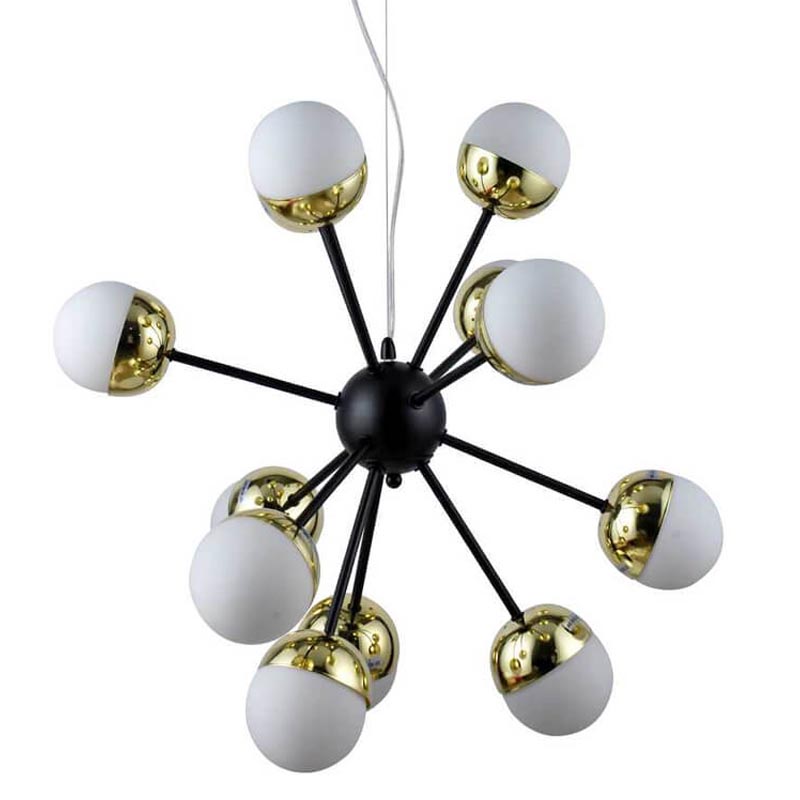 Люстра Sputnik White and Gold Globe Chandelier 12 Черный Золотой Белый в Воронеже | Loft Concept 